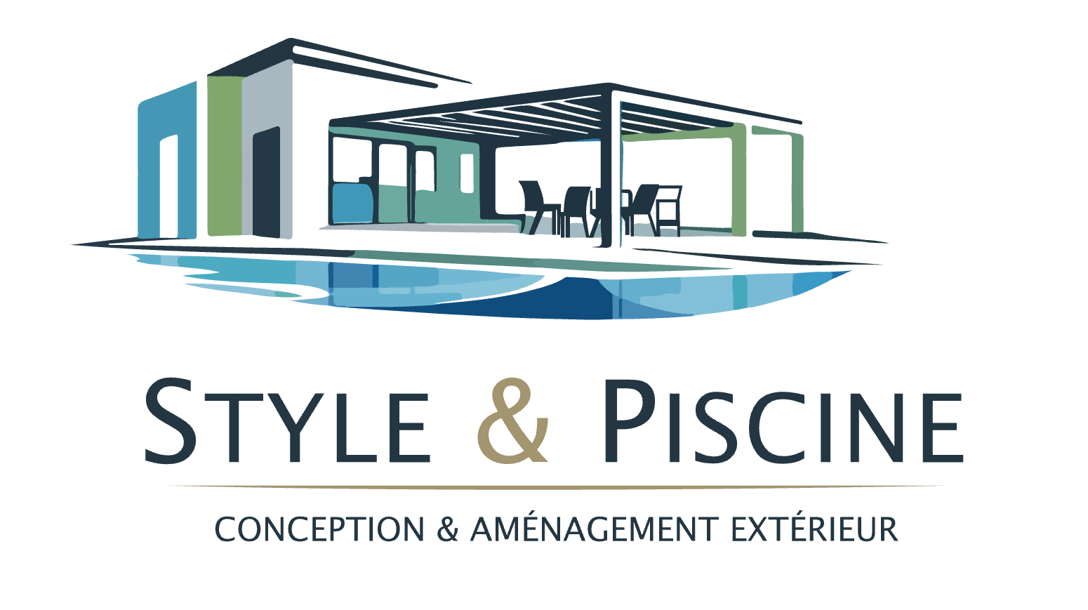 logo style et piscine avec fond